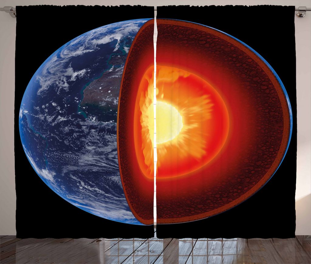 ABAKUHAUS Erde Rustikaler Vorhang, Hot Burning Earth Kern, Wohnzimmer Universalband Gardinen mit Schlaufen und Haken, 280 x 175 cm, Schwarz Orange ...