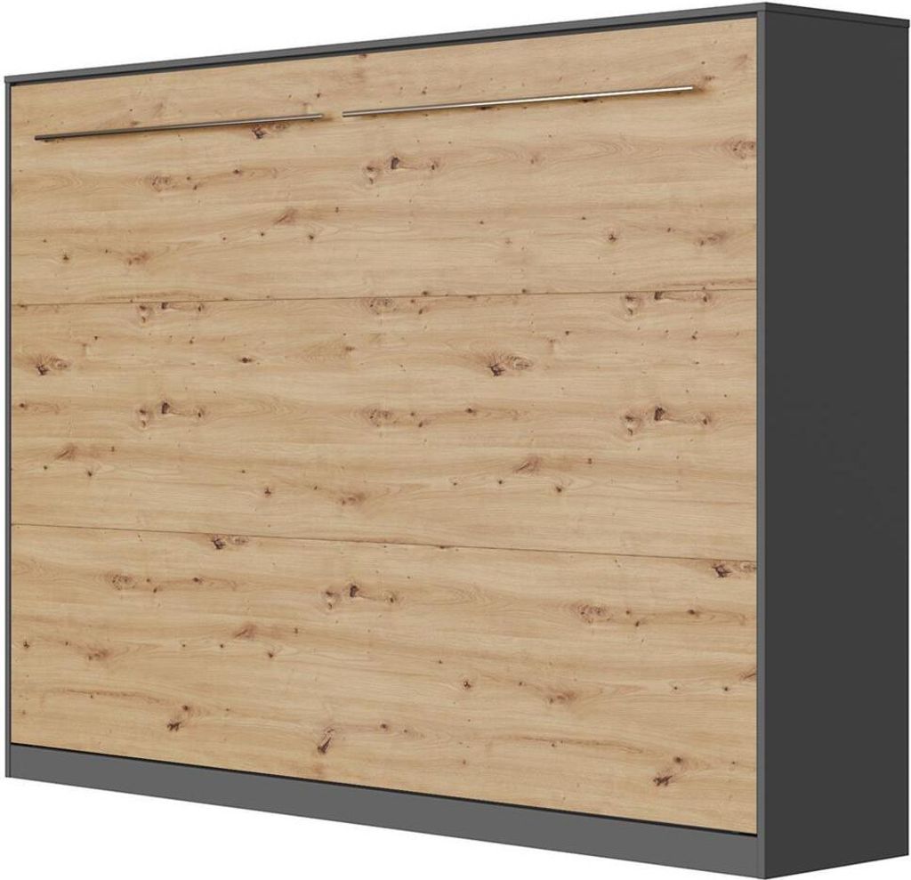 SMARTBett Schrankbett Standard Anthrazit/Wildeiche 140 Horizontal
