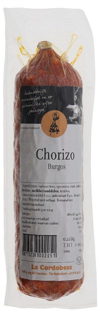 La Cordobesa Chorizo Burgos 225 g – Tradičné pikantné Obrázok produktu 