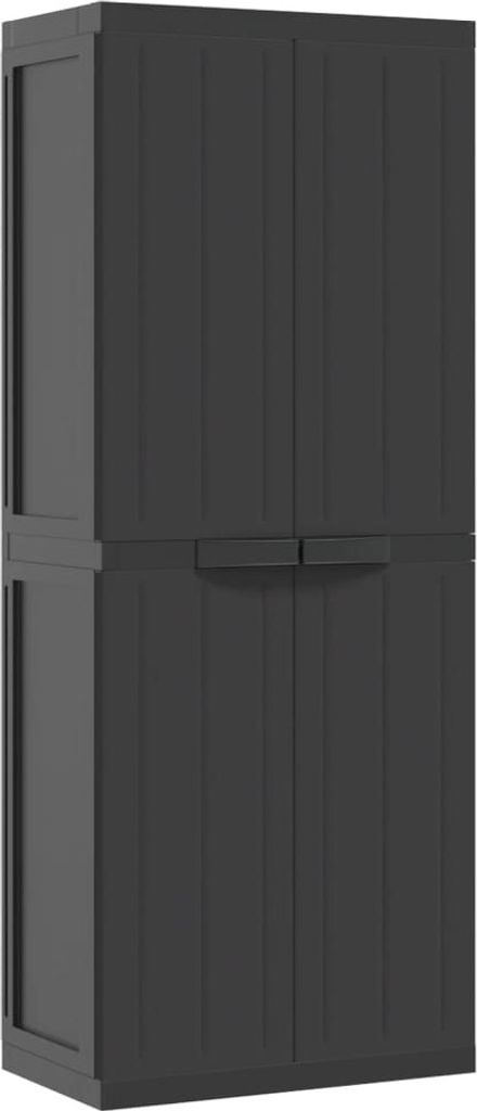 vidaXL Gartenschrank Schwarz 65x37x165 cm PP Produktbild 
