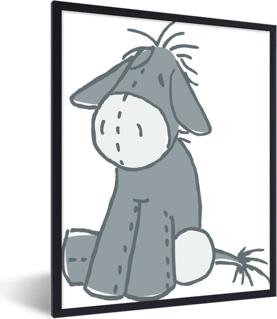 MuchoWow Gerahmtes Poster Eine Illustration eines Esels 30x40 cm - Poster mit Schwarzem Bilderrahmen Wandposter Rahmen Foto Bilder - Wanddeko - K...