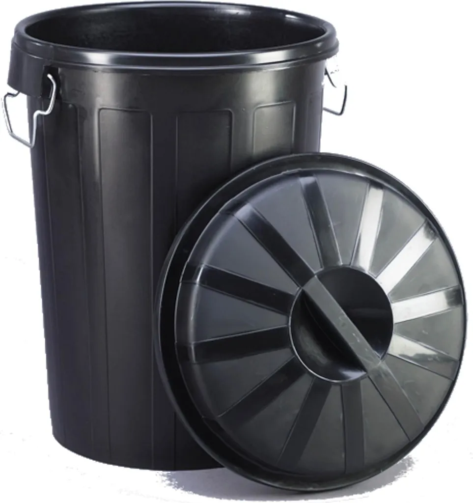 Conteneur à déchets rond 95 L avec couvercle noir pour extérieur