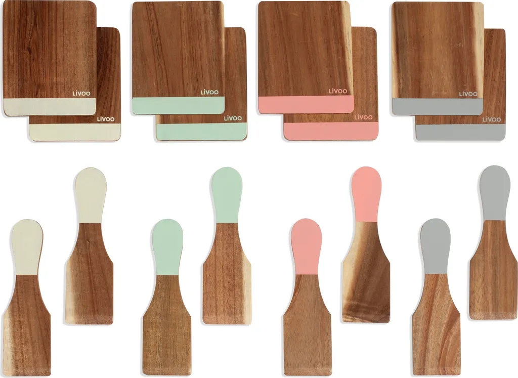 Set di 8 spatole + 8 taglieri in legno Livoo MEN427