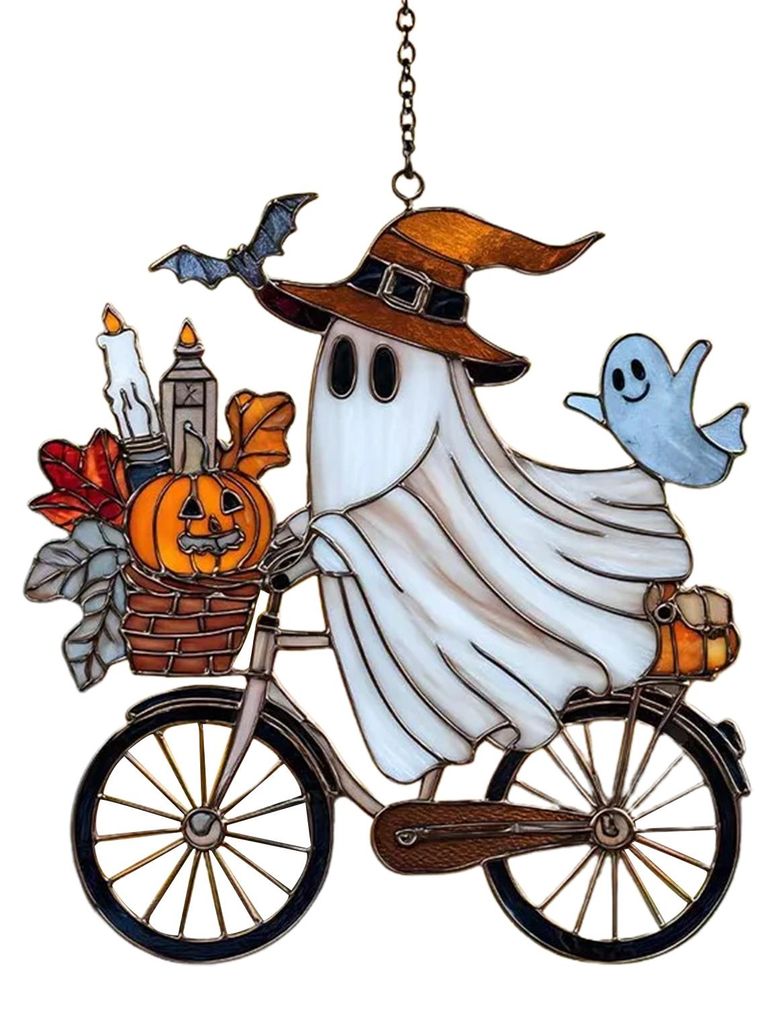 Halloween-Geisterfahrt-Ornament mit Umhängeband, Solarfalle, Hexenhut, Kürbis, Passagieranhänger, Sonnenfänger C