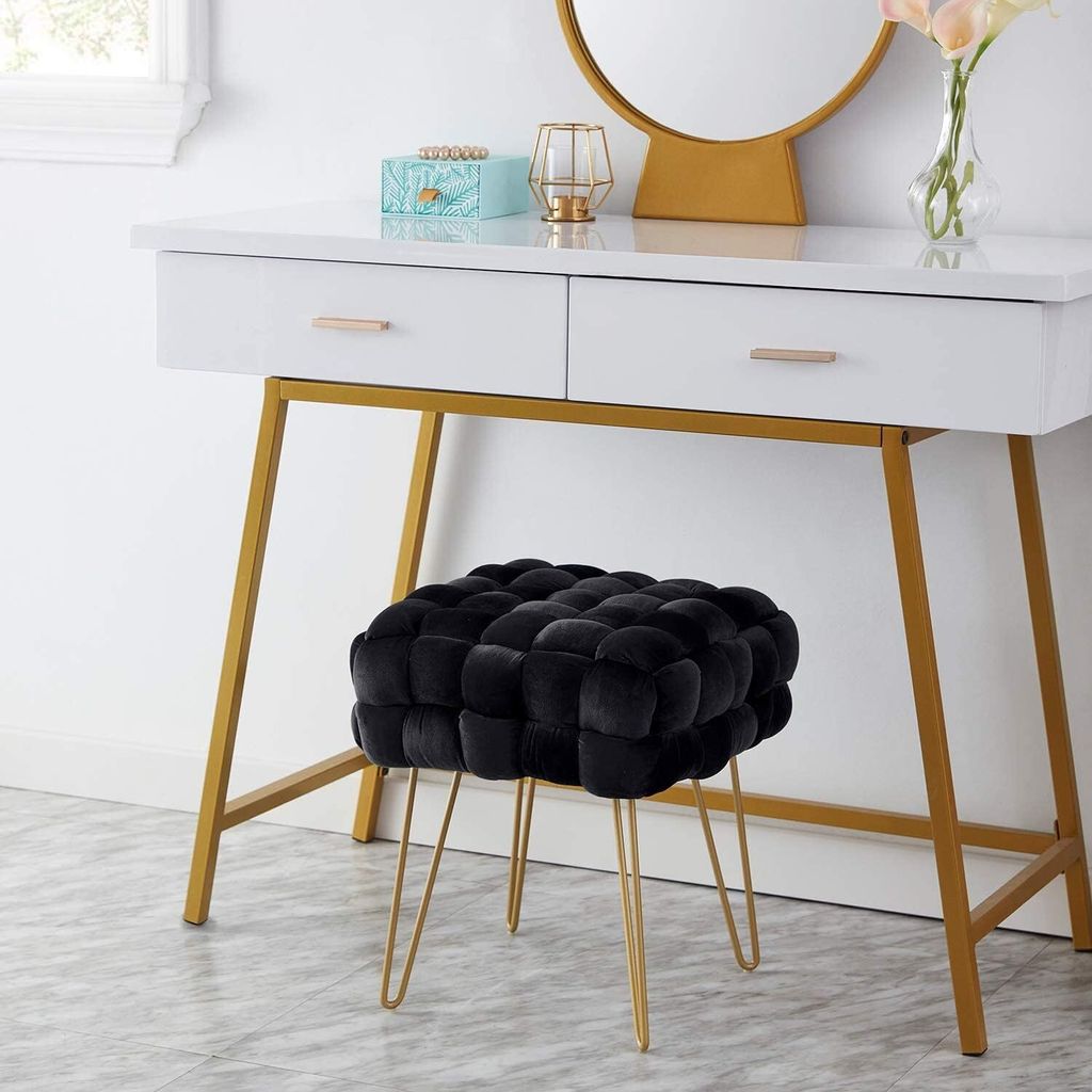 Theo&Cleo Moderner Velvet Kosmetik Hocker, Quadratisch Produktbild 4