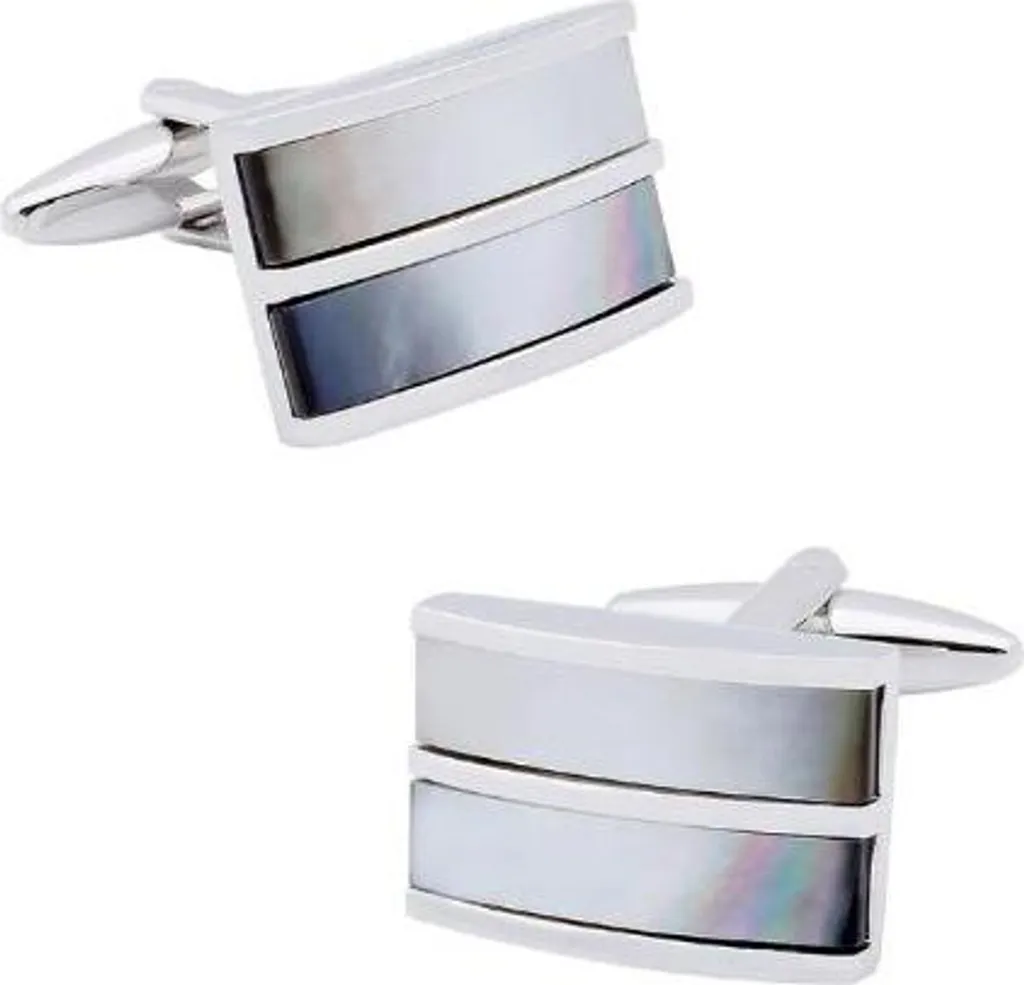 Boutons de manchette Montana en métal argenté pour chemise habillée chic
