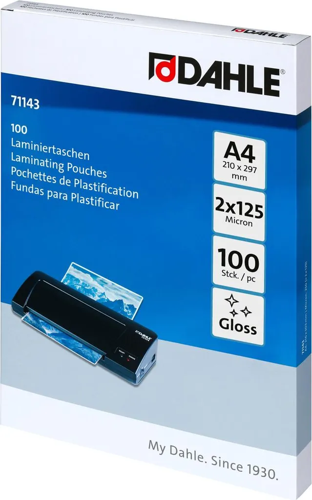 Dahle 71143 Pellicole Laminierfolien A4 125 mic Lucide | Pack da 100