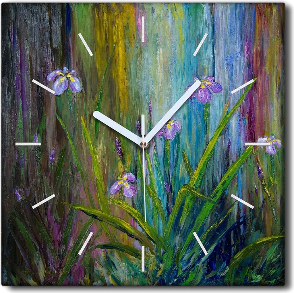 Coloray Uhr auf Leinwand 30x30 cm Wand Uhr Dekoration Wohnzimmer Segeltuch weiße Zeiger -Windmühlen-Abstraktion.