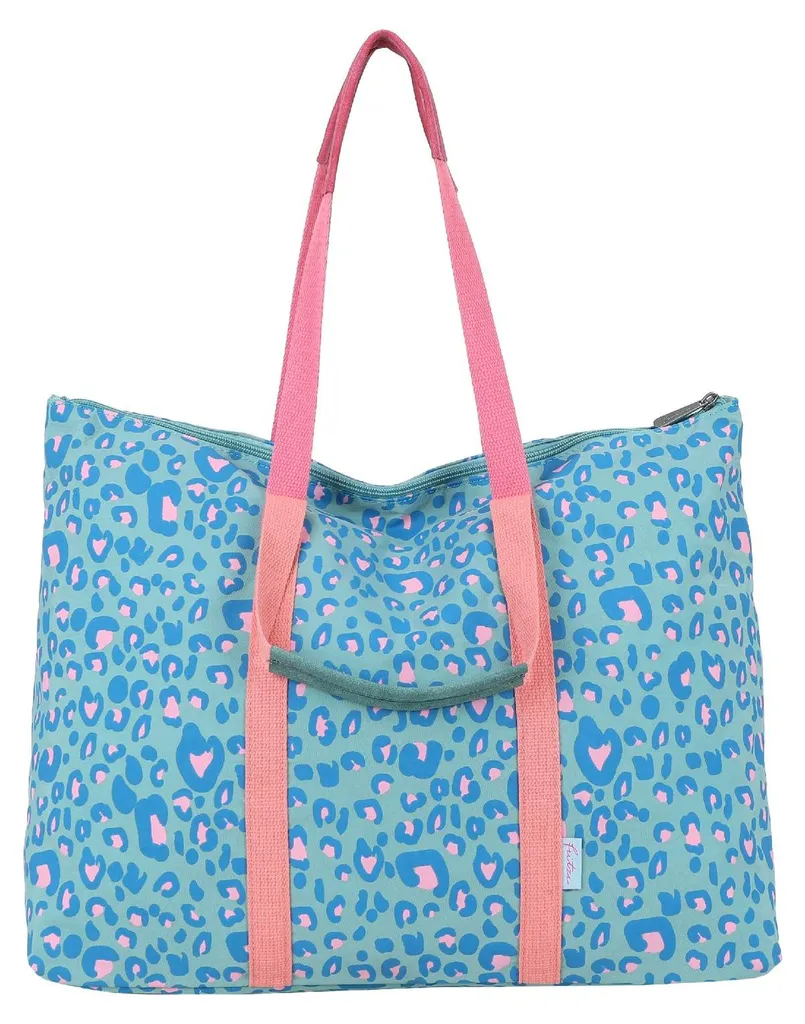 Sac shopper Fritzi aus Preußen MY Lighty imprimé léopard turquoise chic