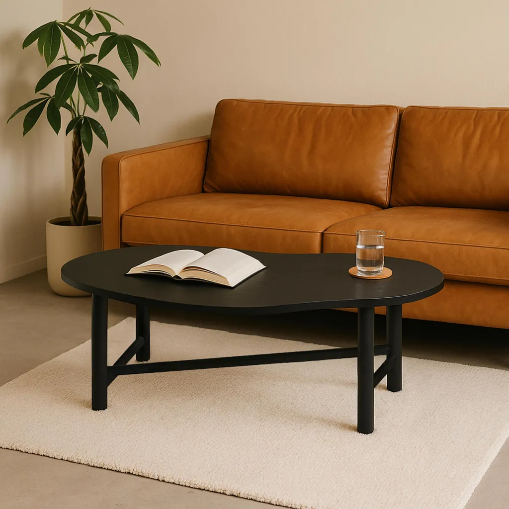 Table basse mélaminé noir Oviala Spencer anti-rayure et facile à laver