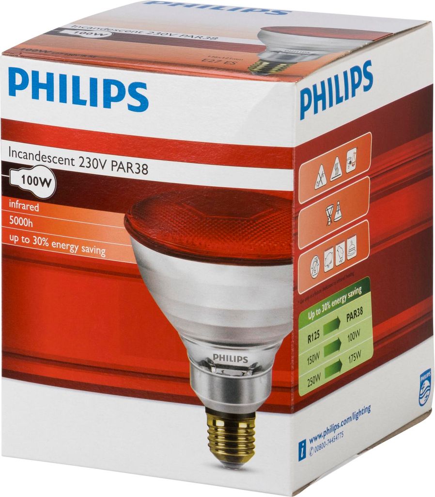 Philips Infrarotlampe PAR38 IR 100W E27 230V Red Produktbild 