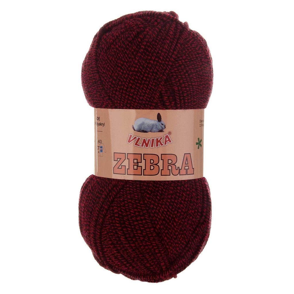 100g Strickgarn Zebra zweifarbige rot schwarz