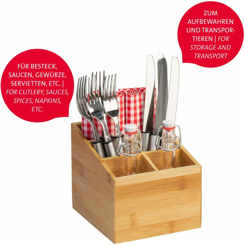 Rangement couverts en bambou résistant avec 5 compartiments - 13