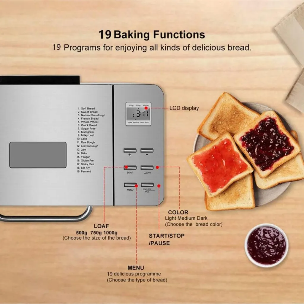 Robot boulanger programmable avec écran tactile et 19 modes de cuisson