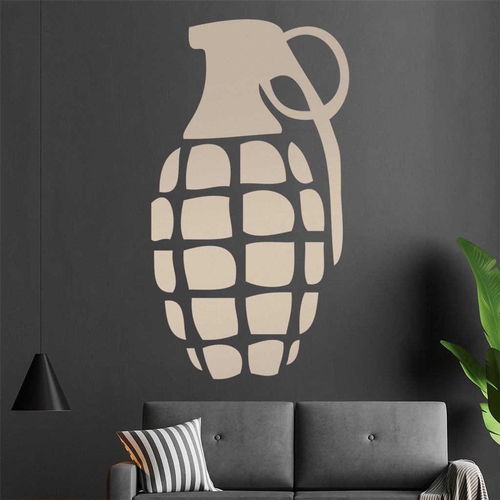 Handgranate Granate Wandtattoo in 6 Größen - Wandaufkleber Wall Sticker - Dekoration, Küche, Wohnzimmer, Schlafzimmer, Badezimmer