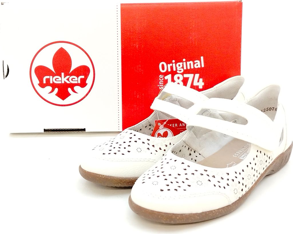 Rieker Damen Kletthalbschuh offen und durchbrochen weiß 39 Produktbild 