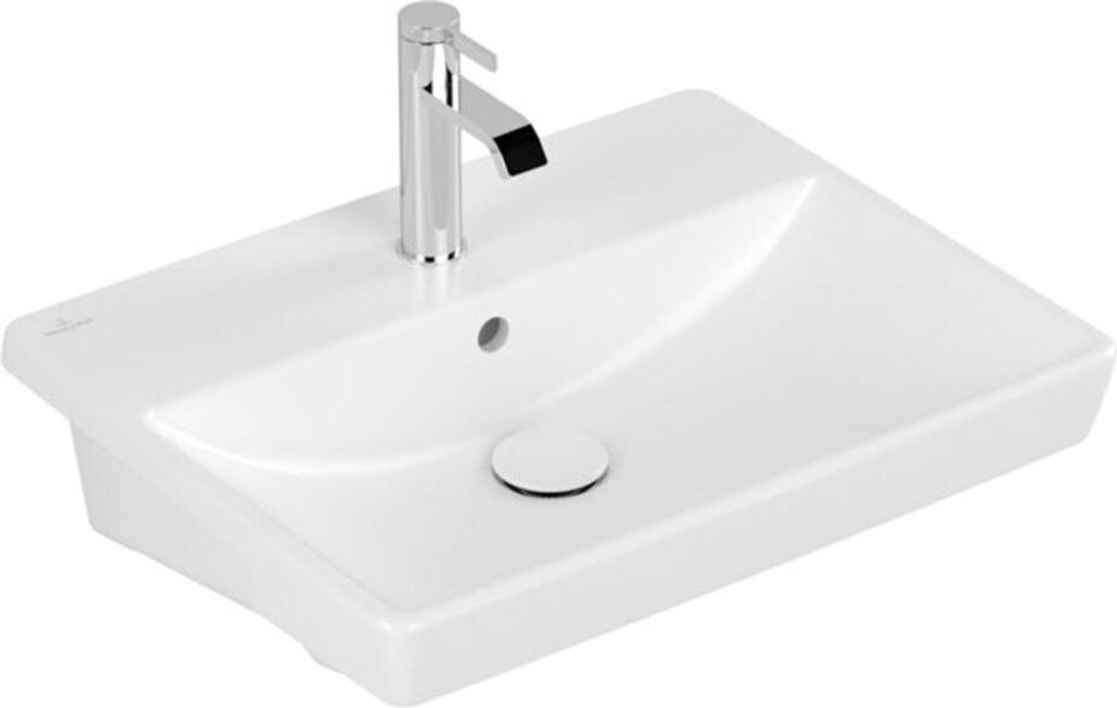 V&B Vorbauwaschtisch AVENTO 55x44cm, 1 HL, m ÜL, stone white C-plus