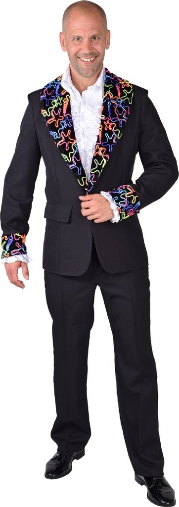M218292-S schwarz multi fluor Herren Sakko-Jacket Discojackett Gr.S