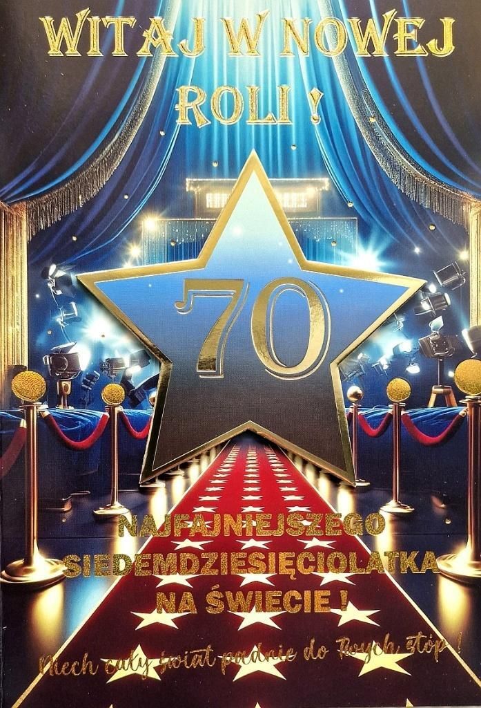 Geburtstagskarte zum 70. Geburtstag, 147 x 203 mm, reich verziert, mit lustigen Glückwünschen