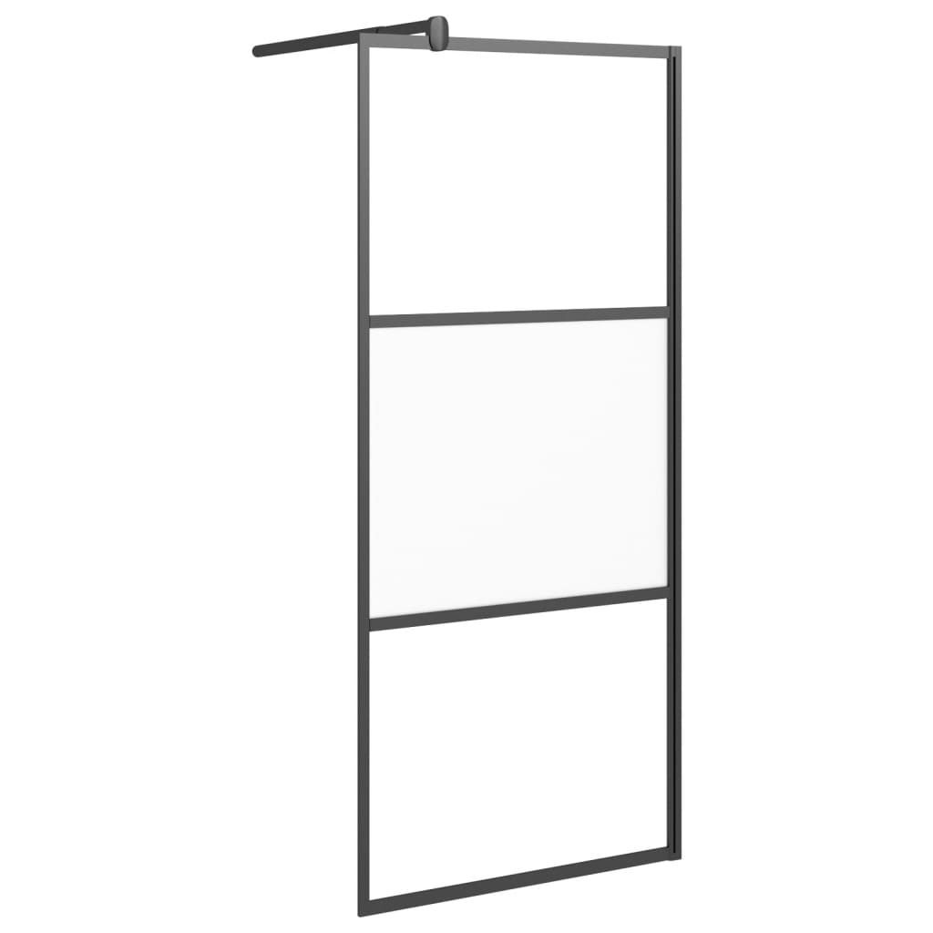 vidaXL Duschwand für Walk-In Dusche 80x195 cm ESG Halbmattiert Schwarz