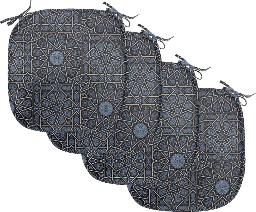 ABAKUHAUS marokkanisch Polster für Esszimmerstühle, Geometrischer Stern Königs, Dekoratives wasserfestes Kissen mit Riemen für Küchensitze, 40...