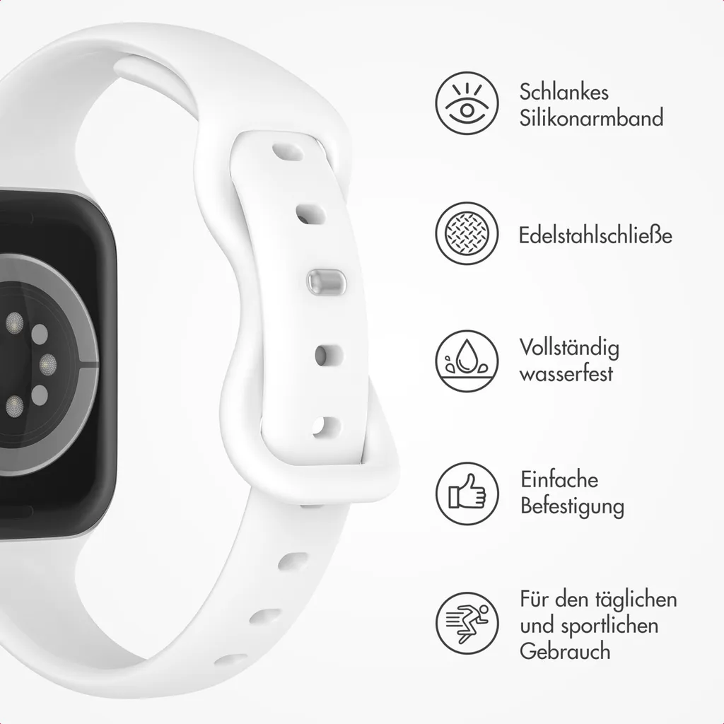 Watch SE - 40 mm, Watch SE 2023 - 40 mm, Watch SE 2022 - 40 mm, Watch 9 - 41 mm, Watch 8 - 41 mm, Watch 7 - 41 mm, Watch 6 - 40 mm, Watch 5 - 40 mm, Watch 4 - 40 mm, Watch 4 - 40 mm, Watch 41 mm, Watch 40 mm, Watch 3 - 38 mm, Watch 38 mm, Watch 2 - 38 mm, Watch 1 - 38 mm, Watch 1 - 38 mm, Watch 10 - 42 mm Cinturino: imoshion Slim siliconen bandje - 2