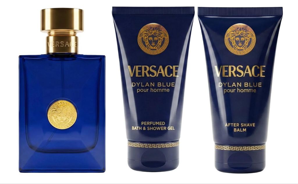 Versace Dylan Blue Pour Homme Eau de Toilette Set 50 ml + 50 ml Aftershave Balm + 50 ml Duschgel