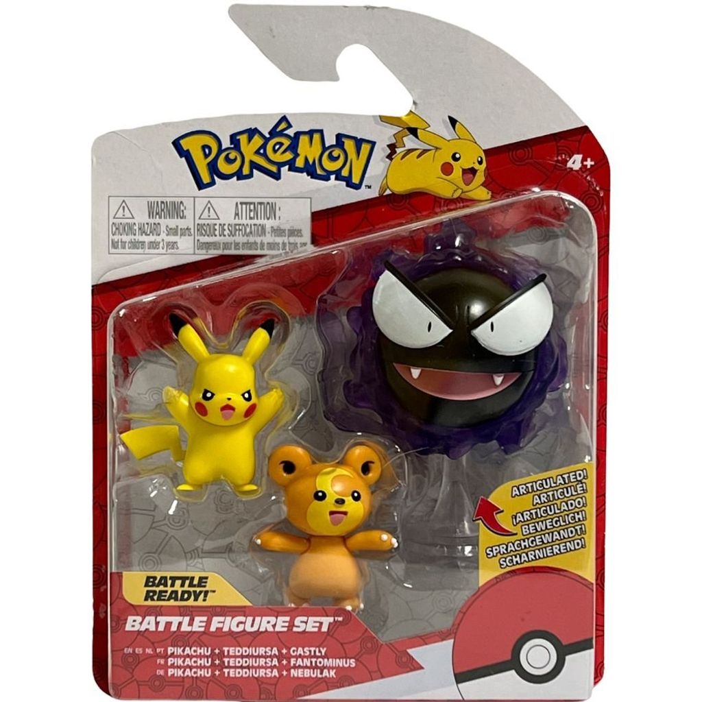Pokémon Pikachu Gastly Teddiursa 5-8 cm Image du produit 