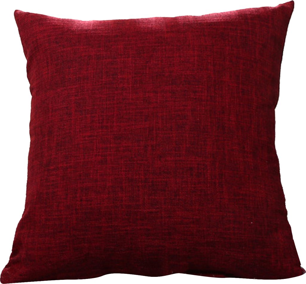 quadratische Leinen Festkörperweiche Kissenkoffer Sofa Bettdecke Kissen Home Ornament-Weinrot