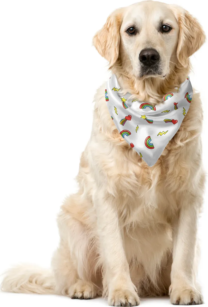 ABAKUHAUS Bandana per animali domestici con disegni, cuore-stella-arcobaleno, 40x40 cm, multicolore