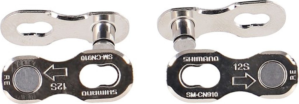 Two silver bicycle chain quick links are shown against a white background.