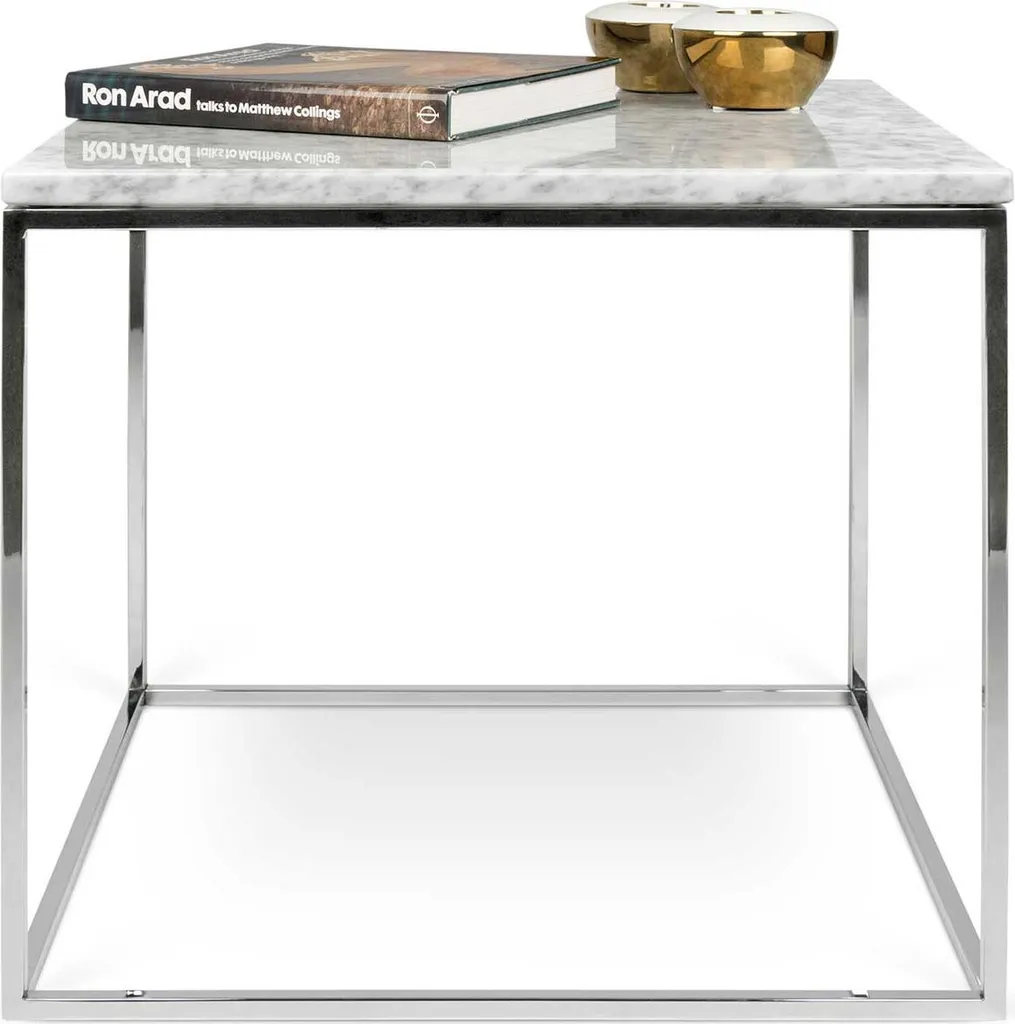 Table d'appoint Gleam marbre blanc 50x50 : solidité et style garanti