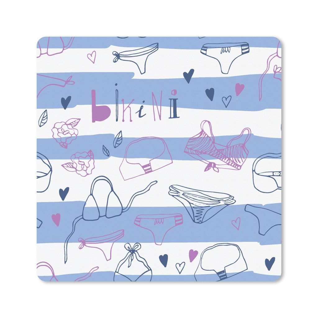 MuchoWow Mauspad Mousepad Bikini - Sommer - Schnittmuster 30x30 cm - Mousepads - Maus Mat - Pad - Mausunterlage - Gaming