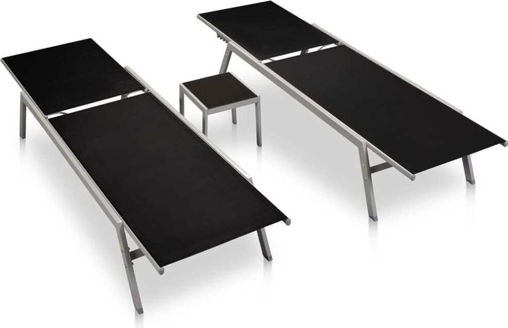 vidaXL Sonnenliegen 2 Stk. mit Tisch Stahl und Textilene Image du produit 