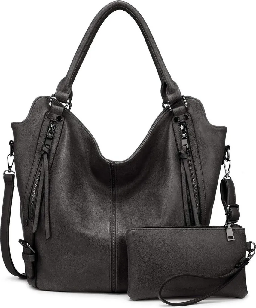 Sac à main femme gris foncé 2 pièces : fini le désordre dans votre sac !