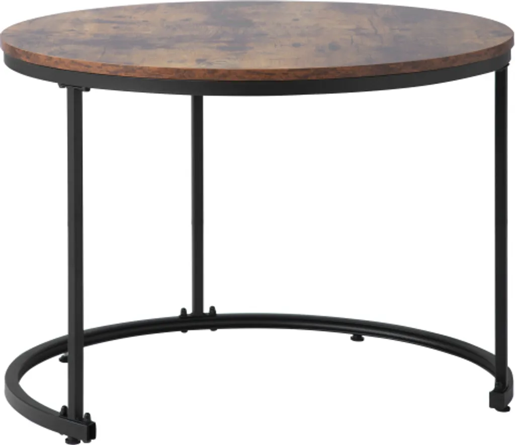 Table basse de salon modulable ronde marron pour petits espaces 2 pcs