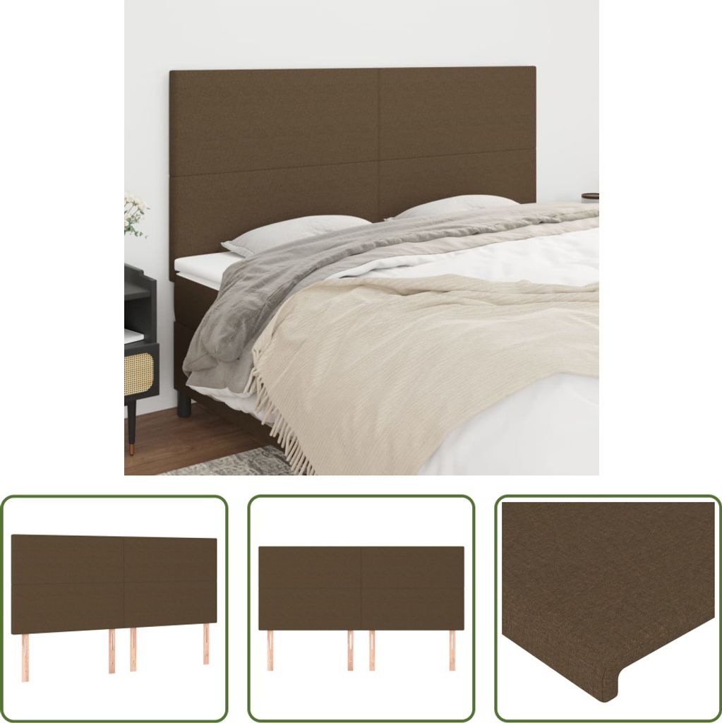 The Living Store Kopfteile 4 Stk. Dunkelbraun 80x5x78/88 cm Stoff