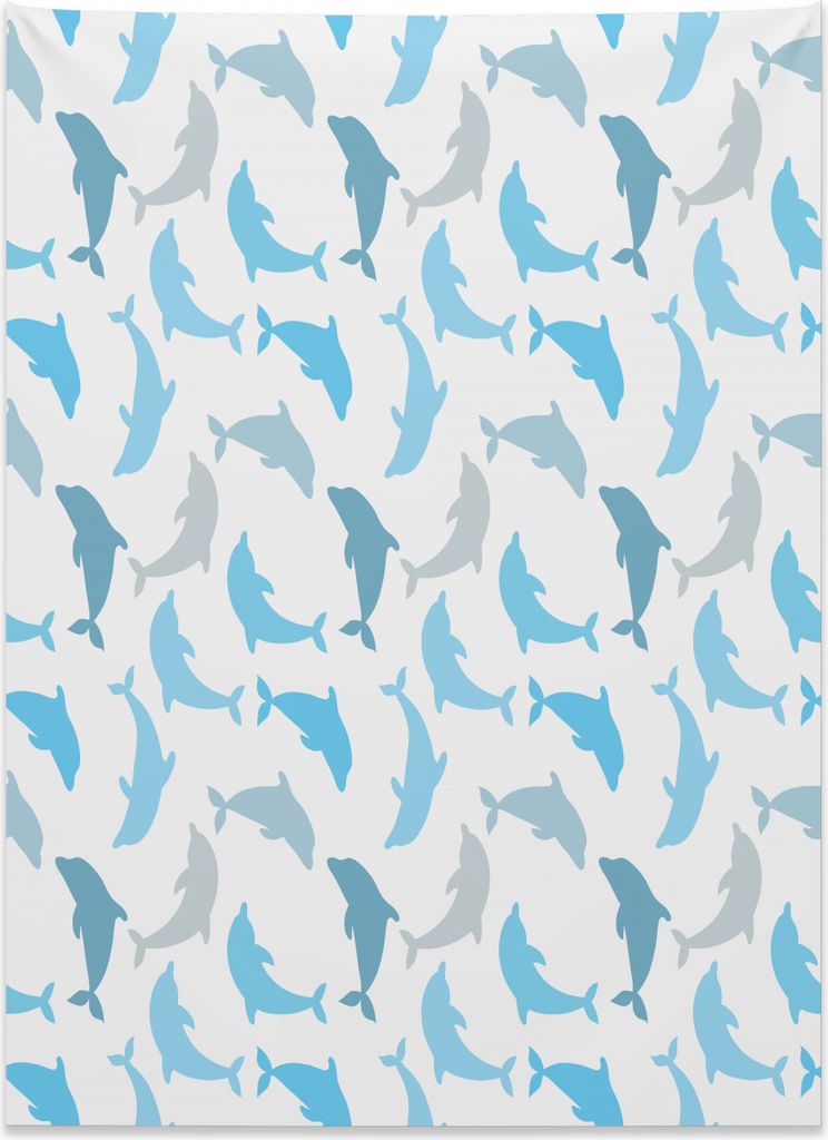 Abakuhaus Ozean Wandteppich, Springende Delphin-Figuren aus Weiches Mikrofaser Stoff Kein Verblassen Klare Farben Waschbar, 110 x 150 cm, Blau grau...