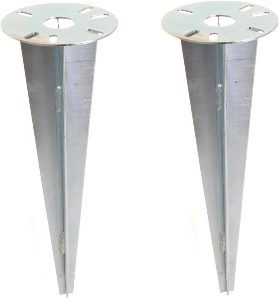 Erdspieß für Gartenlampe Einschlaghülse für Außenleuchte Bodenanker feuerverzink 30 cm/ Ø11,5 cm - 2 Stk.