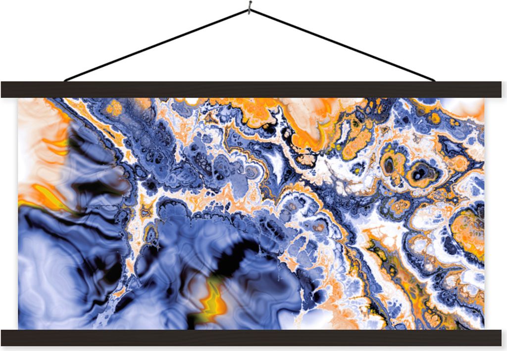 MuchoWow Textilposter Kunst - Formen - Psychedelisch 150x75 cm mit schwarzem Rahmen - Posterleiste