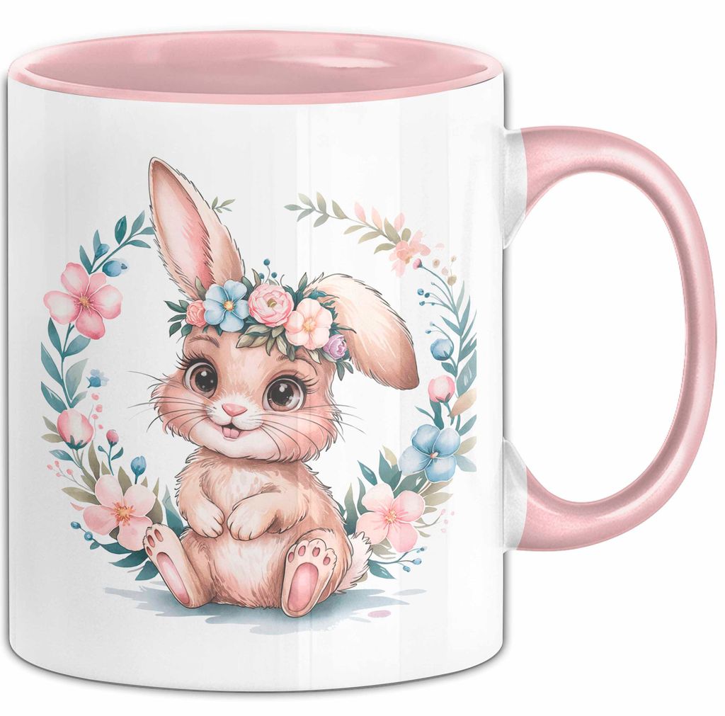 Kaninchen Hase Tierliebhaber Tasse Geschenk Lustige Geschenkidee Spruch (Rosa)