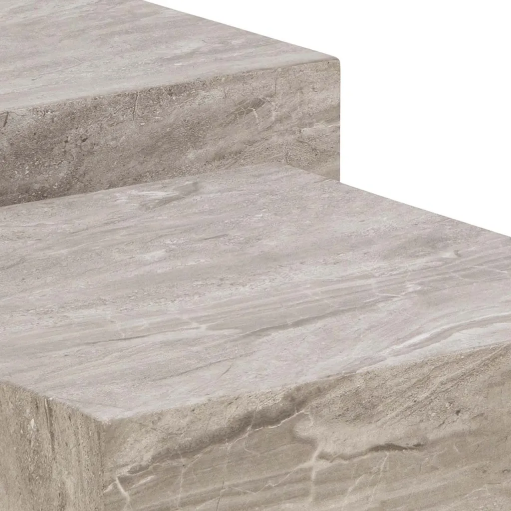 Dice table basse jeu de 2 pcs en marbre gris véritable au design chic