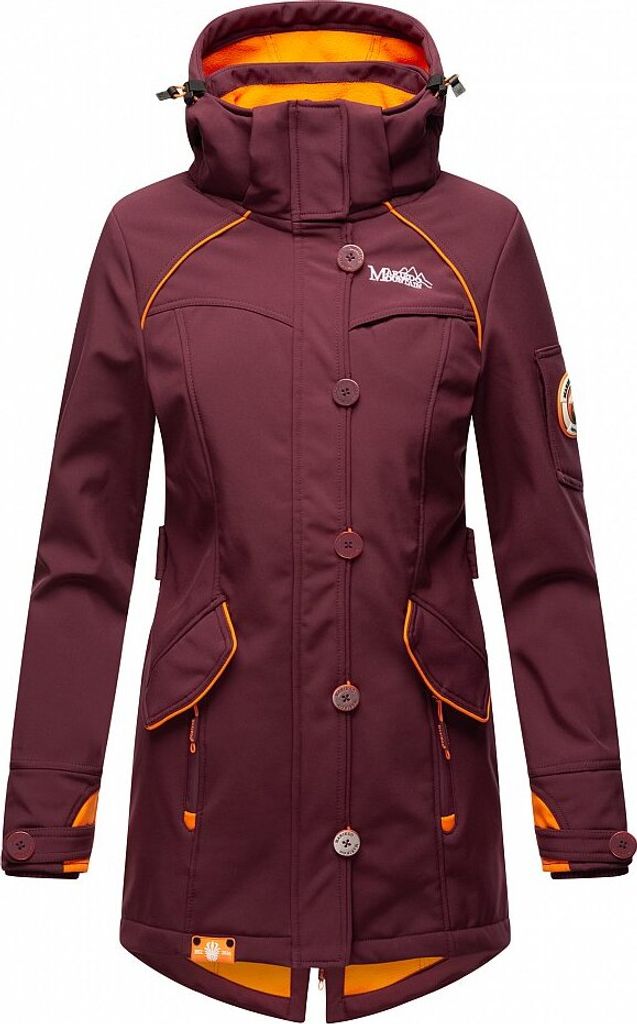 Marikoo Soulinaa Wasserdichte Damen Softshelljacke mit Kapuze Outdoor Jacke Regenjacke Regenmantel Wine Gr. 34 - XS