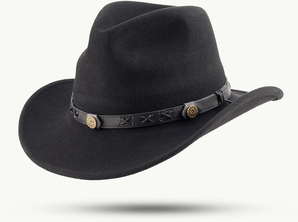 Scippis Mackay Cappello Western XL: Feltro di Lana Nero per Cowboy Veri