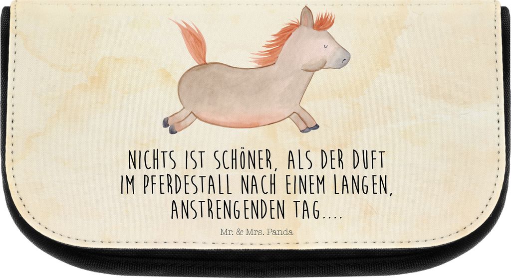Mr. & Mrs. Panda Kosmetiktasche Pferd Springen - Vintage - Geschenk, Pony, kulturtäschchen, Pferdestall, Pferde, Kulturbeutel, Stall, Reiten, Kult...