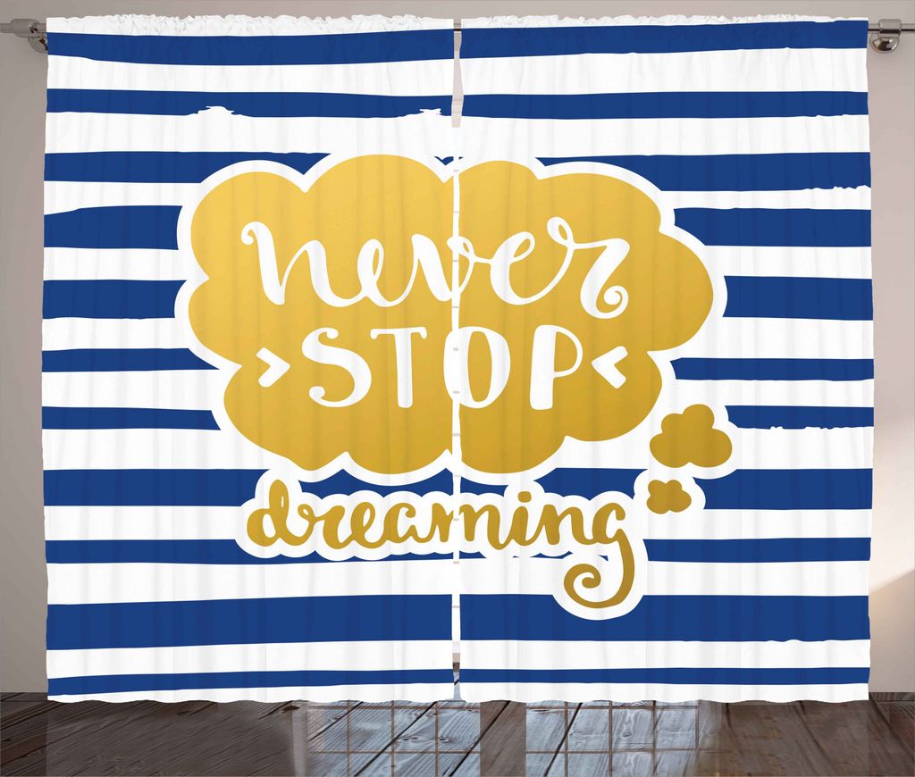 ABAKUHAUS Zitat Rustikaler Gardine, Maritime Weinlese-Marine, Schlafzimmer Kräuselband Vorhang mit Schlaufen und Haken, 280 x 245 cm, Gelb / Blau