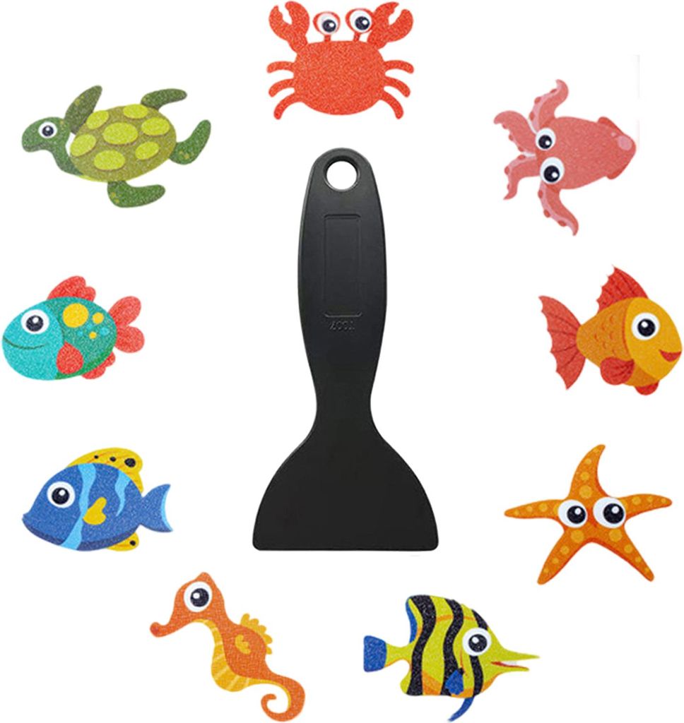 9 rutschfeste Duschaufkleber, Klebeetiketten mit hochwertigem Rakel, selbstklebende Aufkleber mit Meerestiermotiven für Kinderbäder, rutschfeste ...