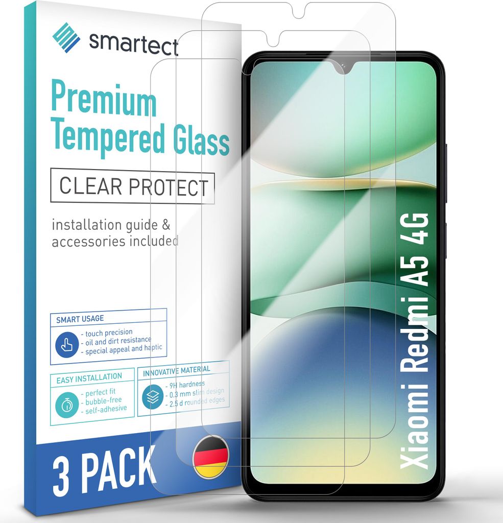 3x Schutzglas Panzerfolie Klar für Xiaomi Redmi A5 4G Produktbild 
