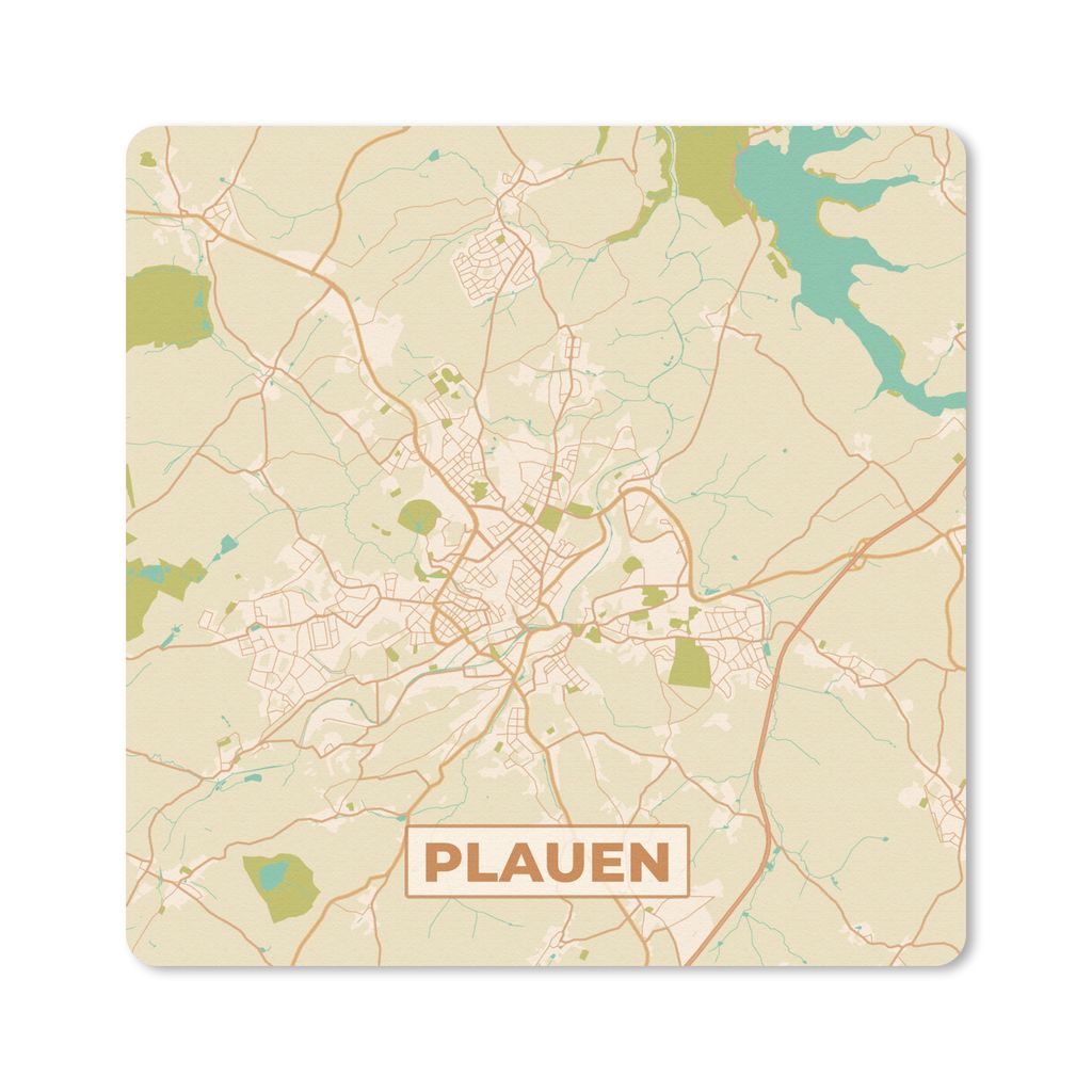 MuchoWow Mauspad Mousepad Karte - Plauen - Vintage - Stadtplan 30x30 cm - Mousepads - Maus Mat - Pad - Mausunterlage - Gaming
