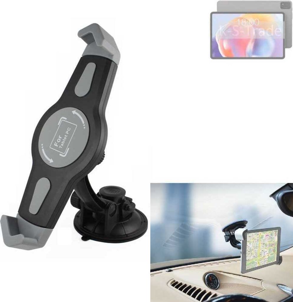 K-S-Trade Scheiben-Halterung für Tablets kompatibel mit Teclast T40s KFZ Tablet Saugnapf Auto Halterung Windschutzscheibe Holder Halter